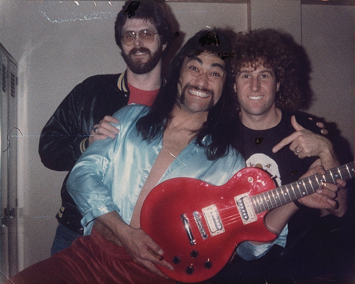 Bill Sweeney backstage at the Seattle Coliseum with Jim Robinson and Sammy Hagar