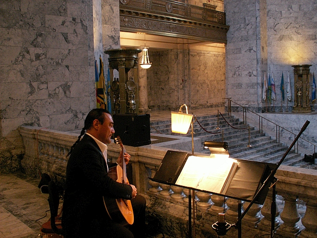 Bill Sweeney performing guitar