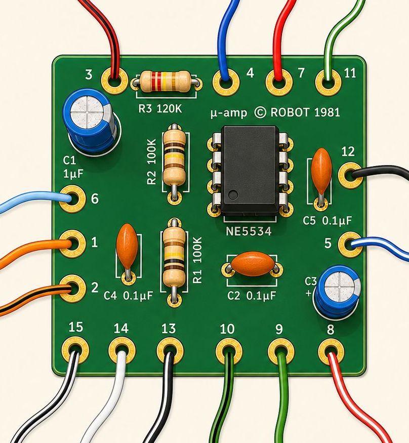 Pre-wired completed &mu;-Amp board