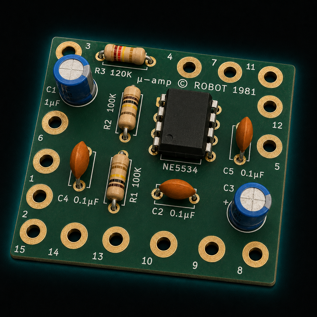 μ-Amp preassembled onboard guitar preamplifier board
